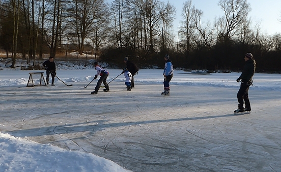 Eishockey in Sinstorf auf dem Teich vor der Hastedtvilla